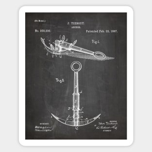 Boat Anchor Patent - Sailing Sailor Lake House Art - Black Chalkboard Sticker